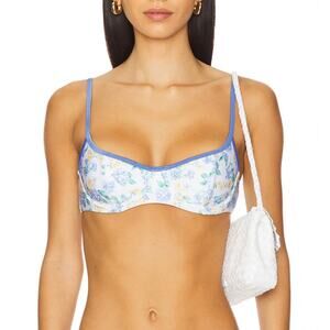 Frankies Bikinis Coastal Floral Cola Satin & Britttany Bikini Top Bottom Size M